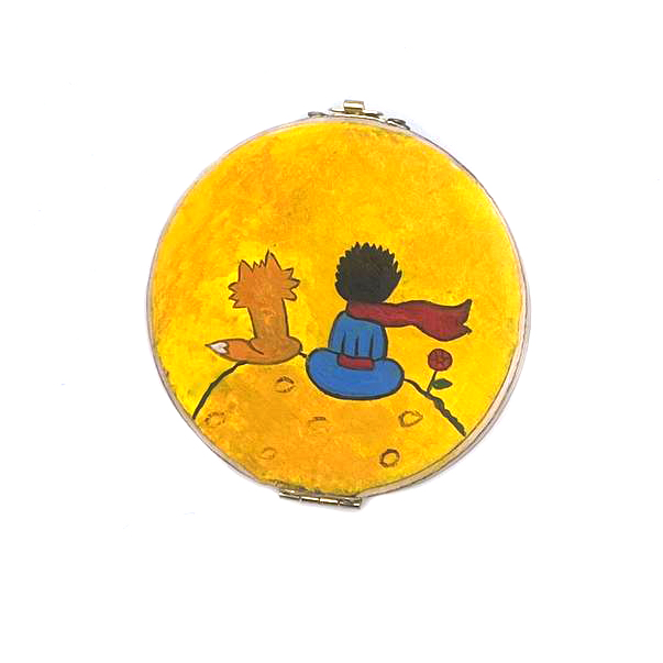 تصویر آینه جیبی چوبی نقاشی شده