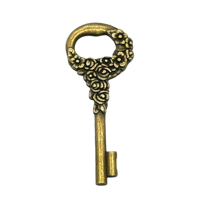 کلید آنتیک زیتونی طرح شکوفه طول 6 سانتی‌متر