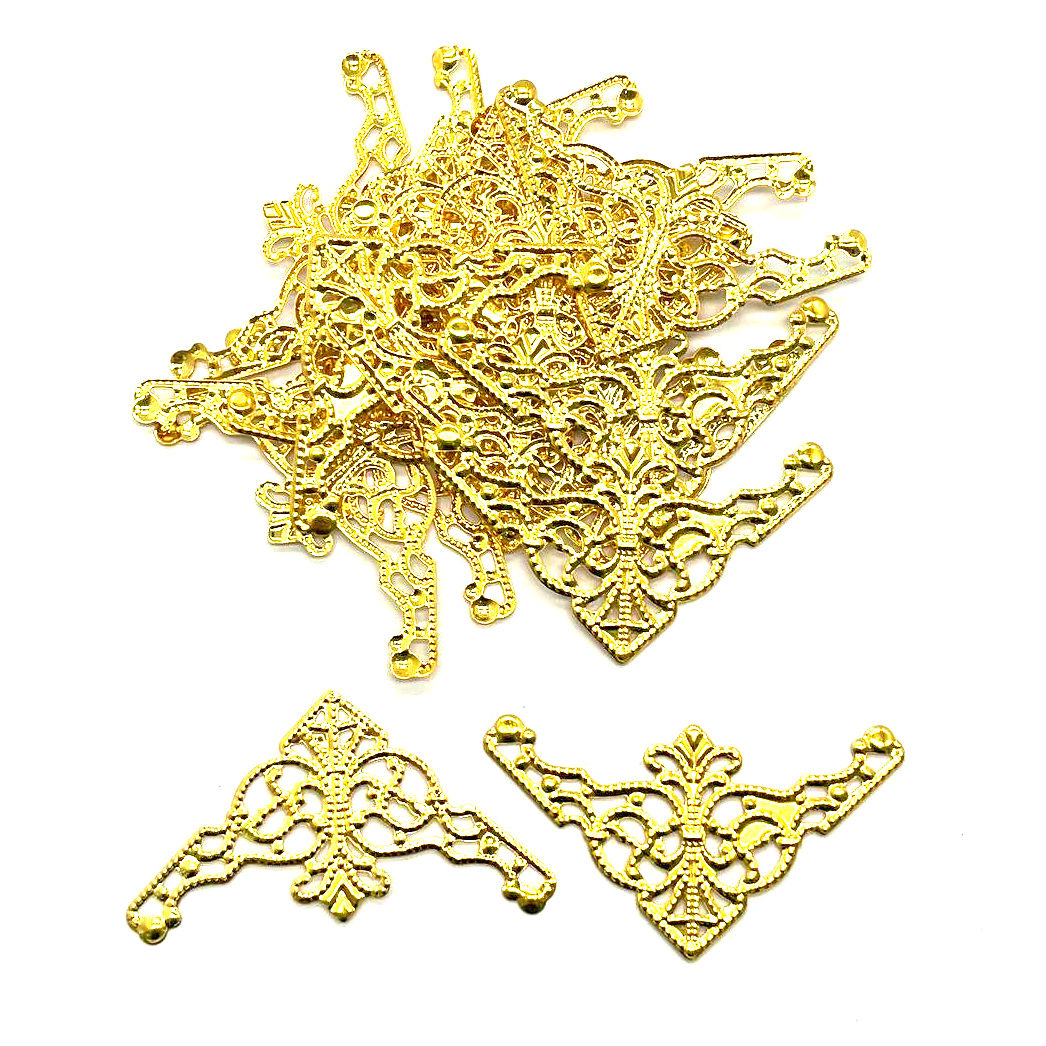 توری آنتیک تزیینی طلایی سایز 3.5 سانتی‌متر بسته 20 عددی (2±)