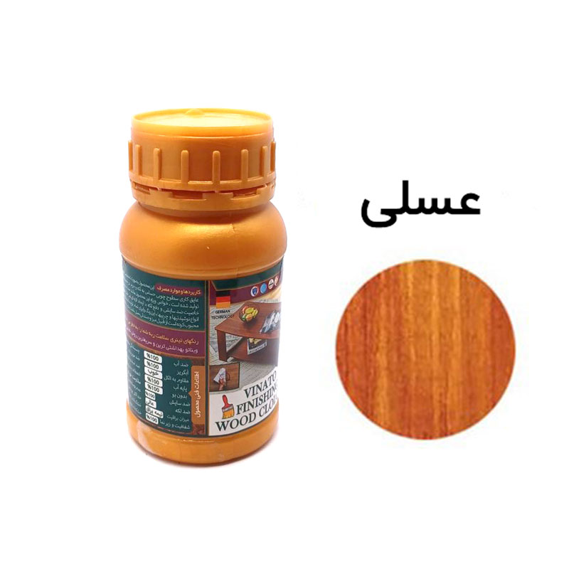 رنگ چوب فینیشینگ عسلی مخصوص مبلمان ویناتو حجم 300 میلی‌لیتر کد 385