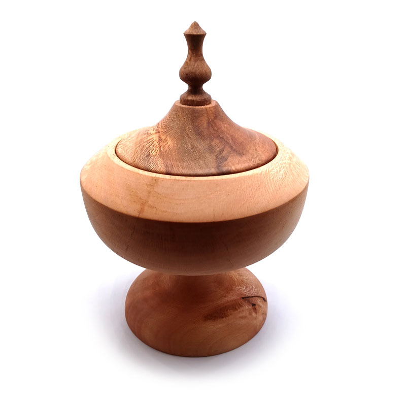 شکلات خوری پایه‌دار چوب چنار قطر 17 سانتی‌متر